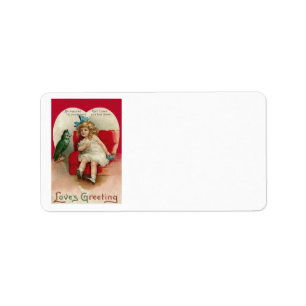 Girl Heart Bird Cage Valentine Label