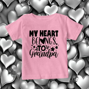 girl heart Grandpa word art Baby T-Shirt