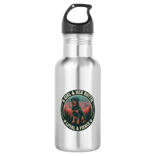 Girl Her Rottie Loyal Fierce Rottweiler Dog Mounta 532 Ml Water Bottle