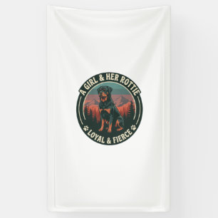 Girl Her Rottie Loyal Fierce Rottweiler Dog Mounta Banner
