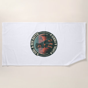 Girl Her Rottie Loyal Fierce Rottweiler Dog Mounta Beach Towel