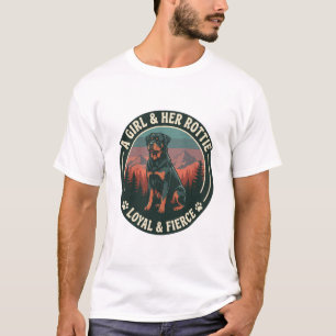Girl Her Rottie Loyal Fierce Rottweiler Dog Mounta T-Shirt