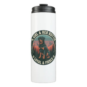 Girl Her Rottie Loyal Fierce Rottweiler Dog Mounta Thermal Tumbler