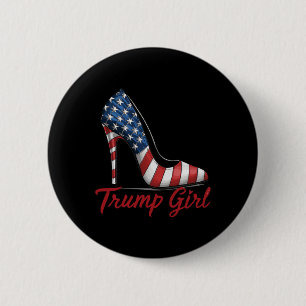 Girl High Heel Stilettos American Flag Trump 2024  6 Cm Round Badge