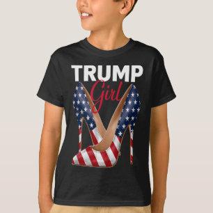 Girl High Heel Stilettos American Flag Trump 2024 T-Shirt