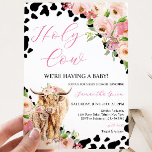Girl Highland Cow Baby Shower Invitation