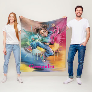 Girl Hip Hop Dance Birthday Party Fleece Blanket