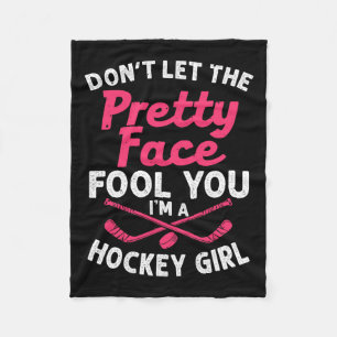 Girl Hockey Gift For Women Kids Ice Hockey Players Fleece Blanket