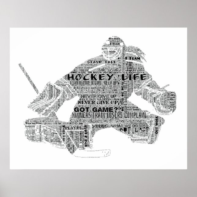 Girl Hockey Goalie Motivational Word Art Poster (Front)