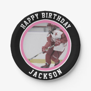 Girl Hockey Player  Ice Hockey Birthday Party Paper Plate