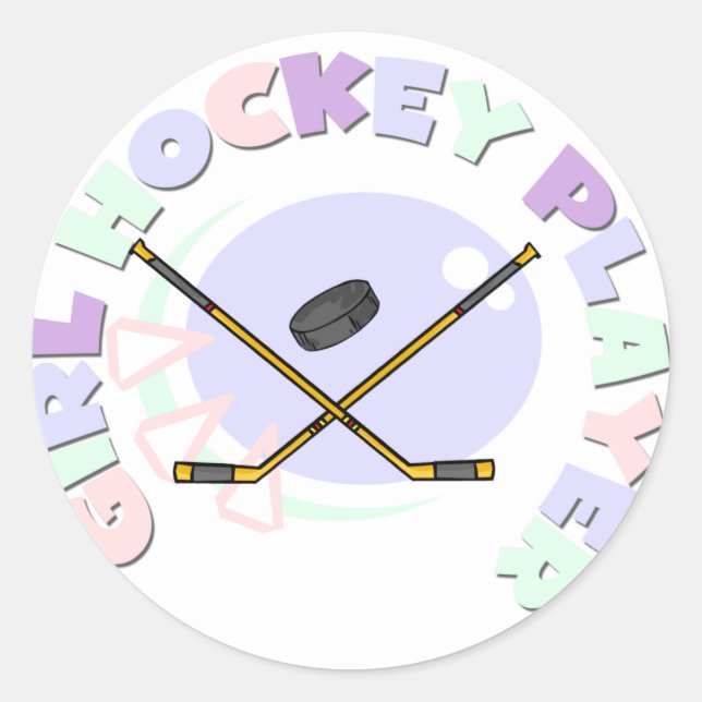 Girl Hockey Player Tshirts and Gifts Classic Round Sticker (Front)