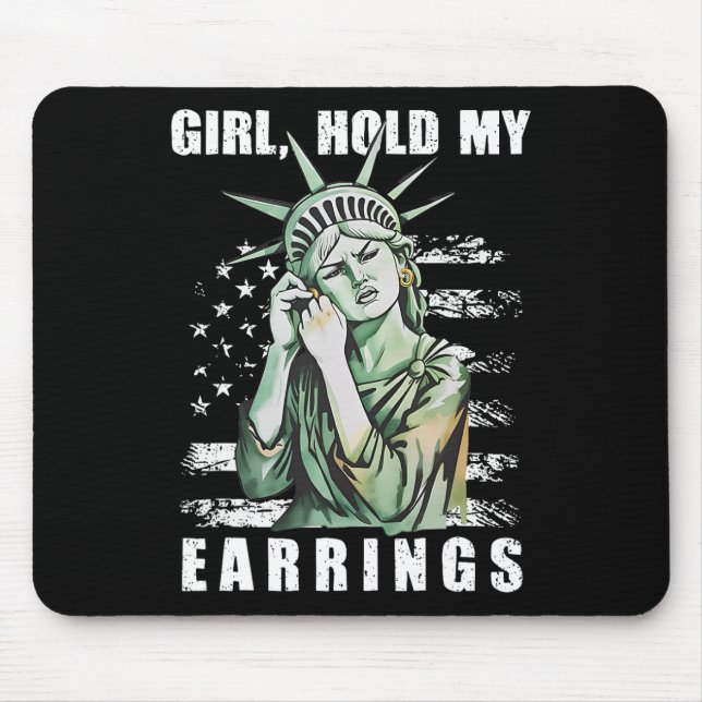 Girl Hold My Earrings Statue Subtle Resist Trump H Mouse Mat (Front)