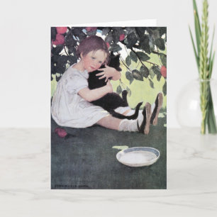 Girl Holding a Black Cat, Jessie Willcox Smith Card
