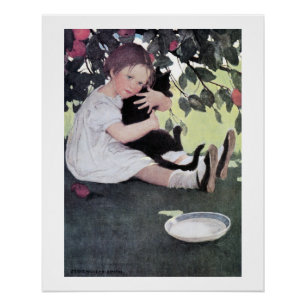 Girl Holding a Black Cat, Jessie Willcox Smith Poster