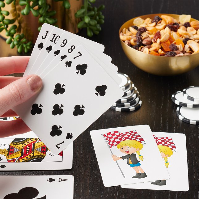 Girl Holding A Chequered Flag Playing Cards (Creator Uploaded)
