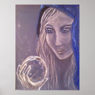 Girl holding a crystal ball poster