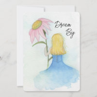 Girl holding a giant flower "Dream Big" Note Cards