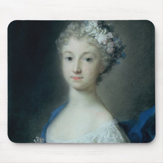 Girl holding a monkey mouse mat (Front)