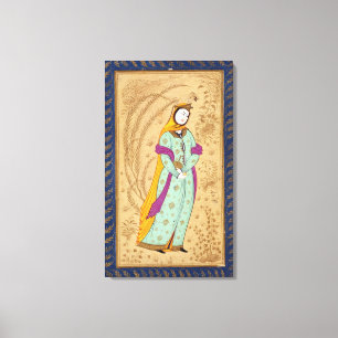 Girl holding a wine vessel and a pear, from the La Canvas Print