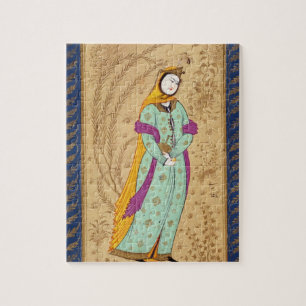 Girl holding a wine vessel and a pear, from the La Jigsaw Puzzle