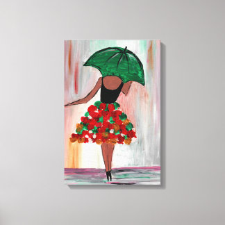 Girl holding an umbrella canvas print