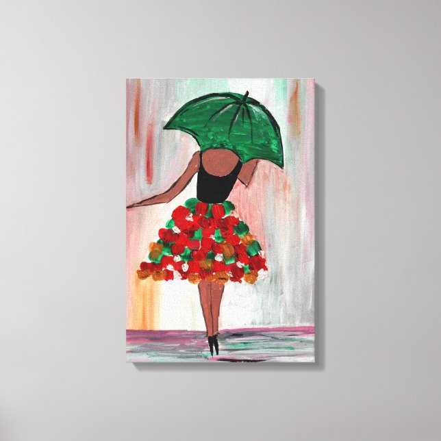 Girl holding an umbrella canvas print (Front)