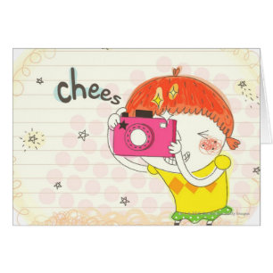 Girl holding camera, clicking