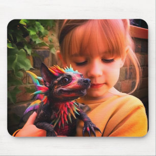 Girl Holding Creature Mouse Mat