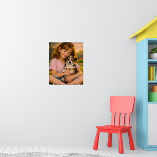 Girl Holding Puppy Bedroom Poster