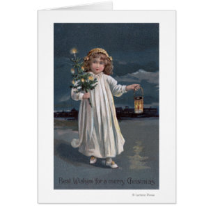 Girl Holding Tree and Lantern