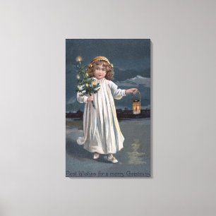 Girl Holding Tree and Lantern Canvas Print