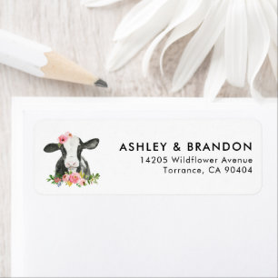 Girl Holy Cow Print Farm Cow Party Return Address
