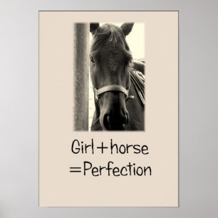 "Girl+Horse=Perfection" Sepuia Horse Poster