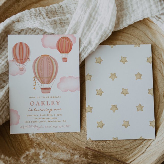 Girl Hot Air Balloon Birthday Invitation  (Creator Uploaded)