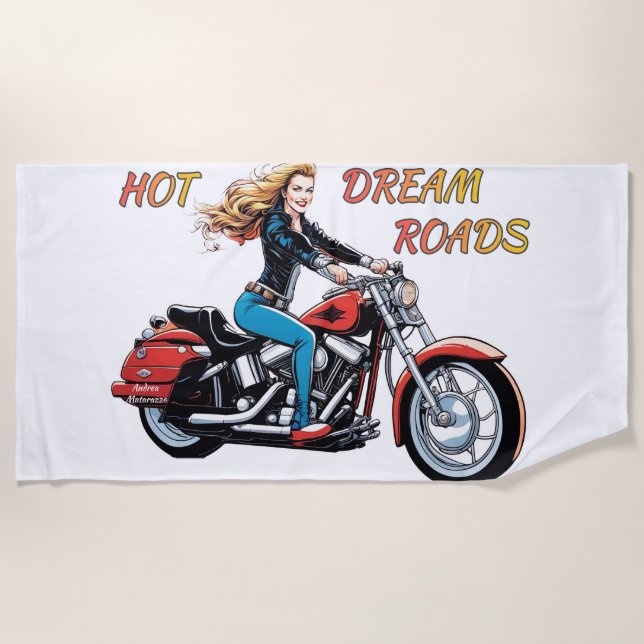 Girl Hot Dream Roads  Beach Towel (Front)