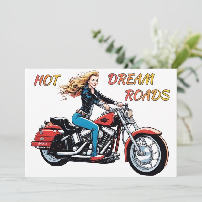 Girl Hot Dream Roads Flat Card (Standing Front)