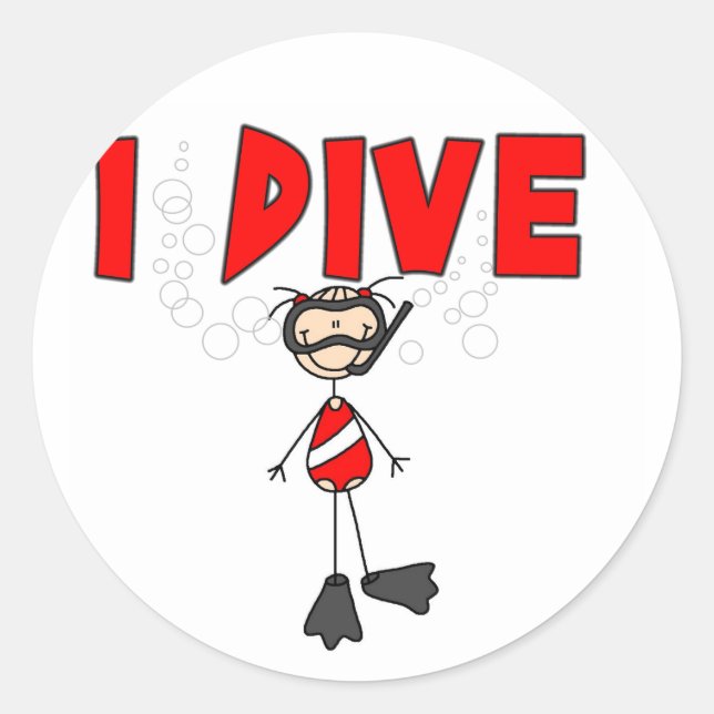 Girl I Dive T-shirts and Gifts Classic Round Sticker (Front)