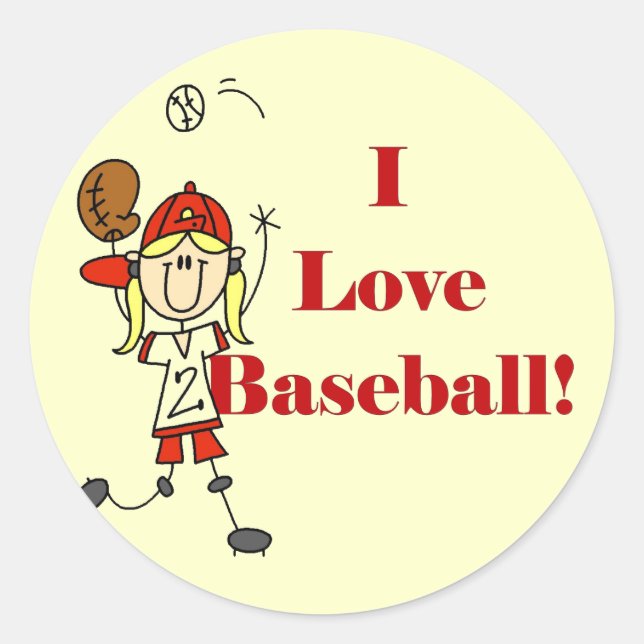 Girl I Love Baseball Tshirts and Gifts Classic Round Sticker (Front)