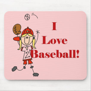 Girl I Love Baseball Tshirts and Gifts Mouse Mat