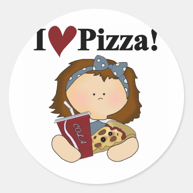 Girl I Love Pizza Tshirts and Gifts Classic Round Sticker (Front)