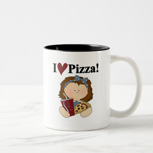 Girl I Love Pizza Tshirts and Gifts Two-Tone Coffee Mug (Right)