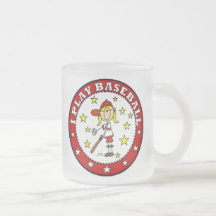 Girl I Play Baseball T shirts and Gifts Frosted Glass Coffee Mug