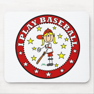 Girl I Play Baseball T shirts and Gifts Mouse Mat