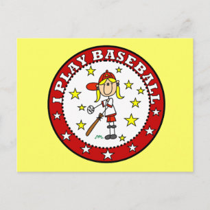 Girl I Play Baseball T shirts and Gifts Postcard