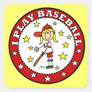 Girl I Play Baseball T shirts and Gifts Square Sticker