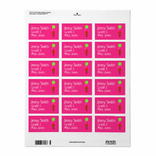 Girl ice-cream name school book labels