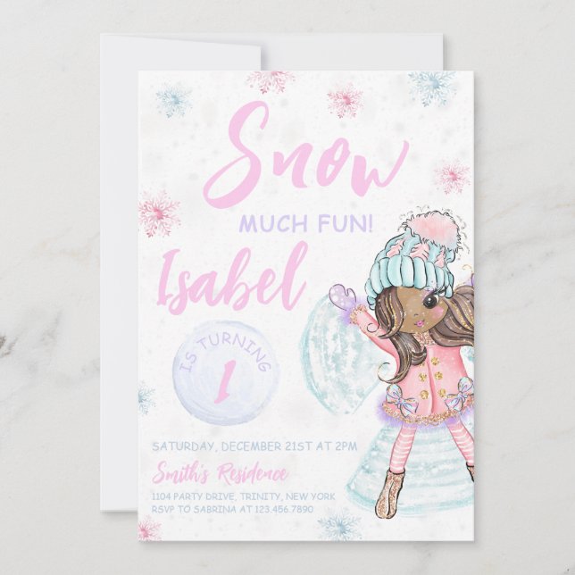 Girl Ice Skating Birthday Invitation (Front)