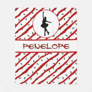 Girl Ice Skating Christmas Sprinkle Personalised Fleece Blanket