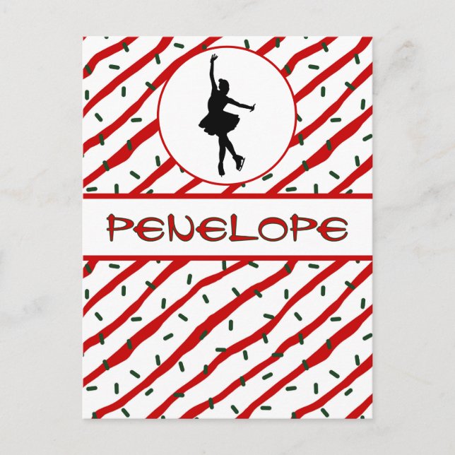 Girl Ice Skating Christmas Sprinkle Personalised Postcard (Front)