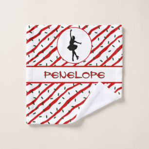 Girl Ice Skating Christmas Sprinkle Personalised Wash Cloth